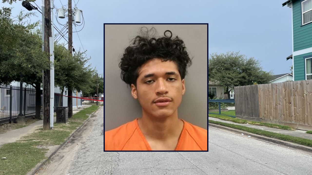 Jhoan Gomez appears inset against a residential street in Texas.