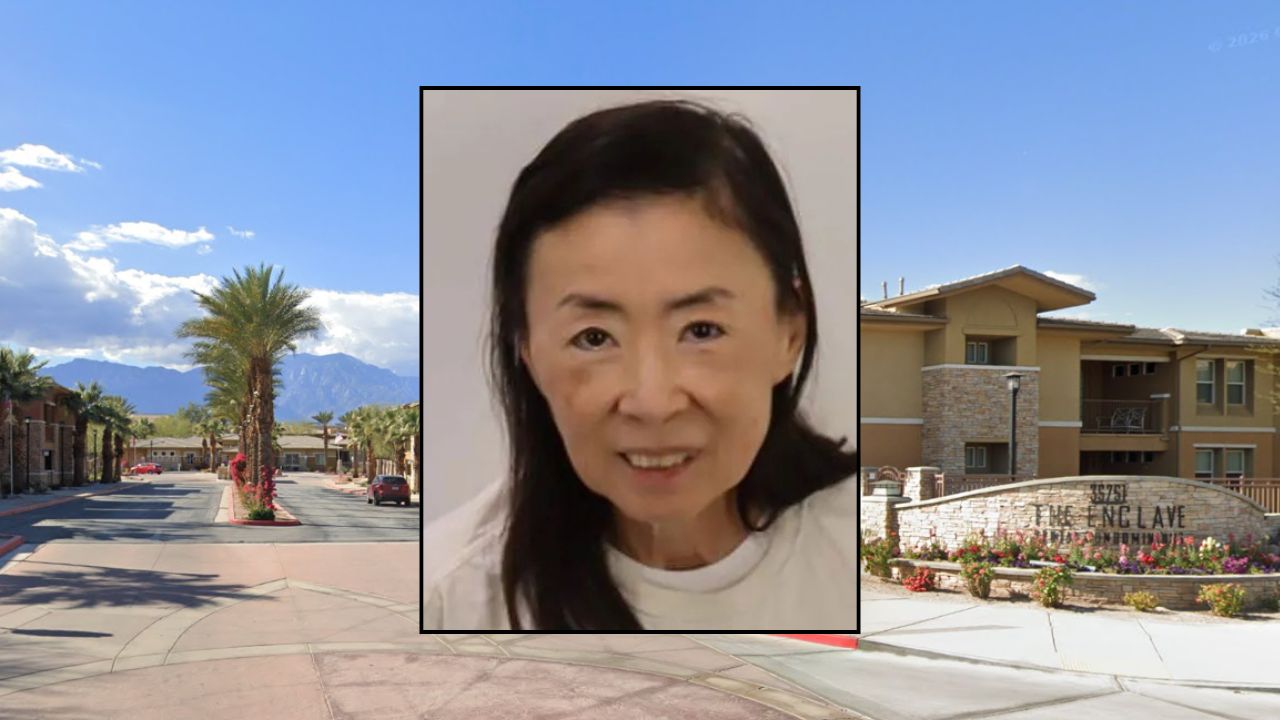 Inset: Vicky Kyung Mi Kim (RSO). Background: The gated community where Kim allegedly killed her husband (Google Maps).