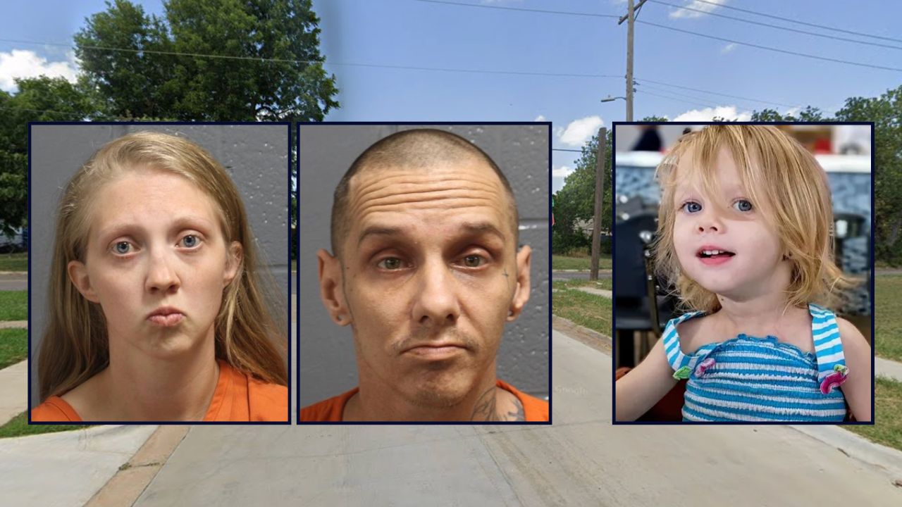 Darci Lambert, Jorden McGuire and Locklynn McGuire appear inset against a street in Oklahoma.