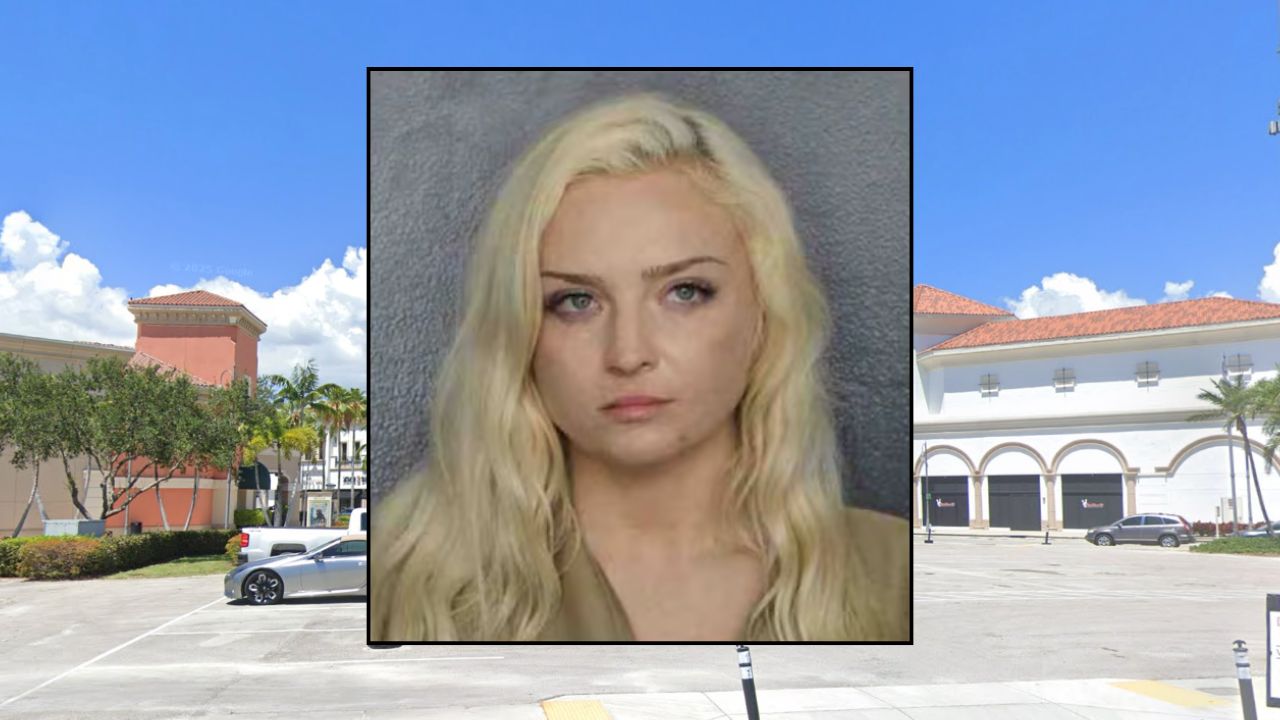 Inset: Lynda Mae Crouse (BCSO). Background: The Gulfstream Park Casino (Google Maps).