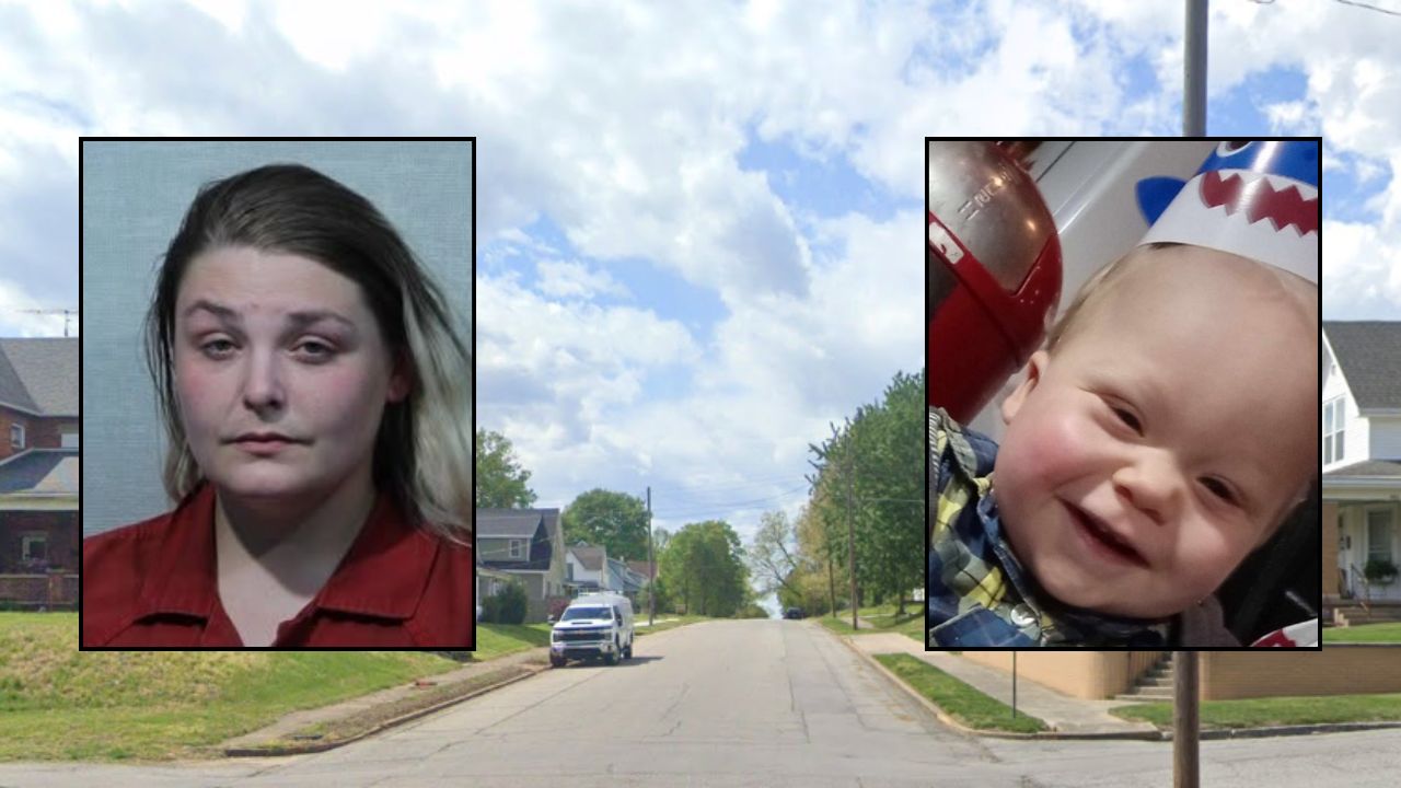 Inset, left to right: Kassandra L. Bracewell (Jackson County Jail) and Jalen "JJ" Harding (Christensen Family Funeral Home). Background: The area where Bracewell allegedly killed JJ (Google Maps).