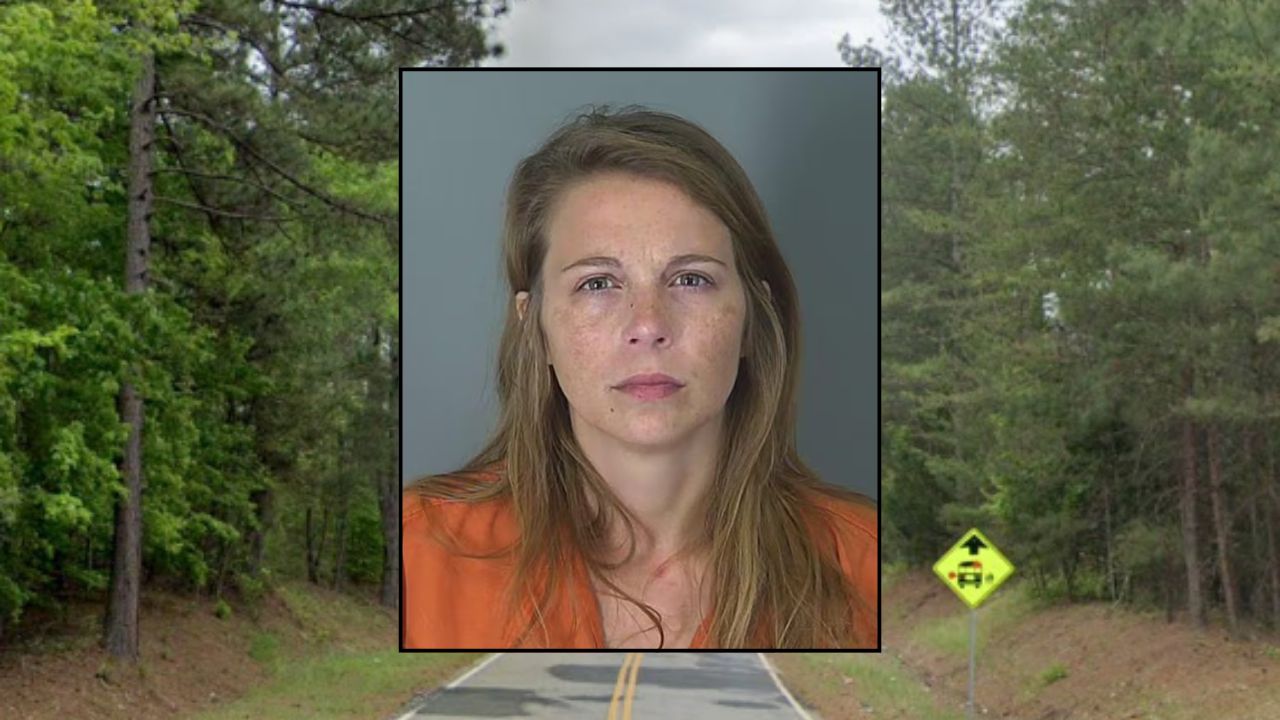 Inset: Taylor M. Gosnell (Spartanburg County Sheriff's Office). Background: The area in S.C. where Gosnell allegedly tried to kill her children (Google Maps).