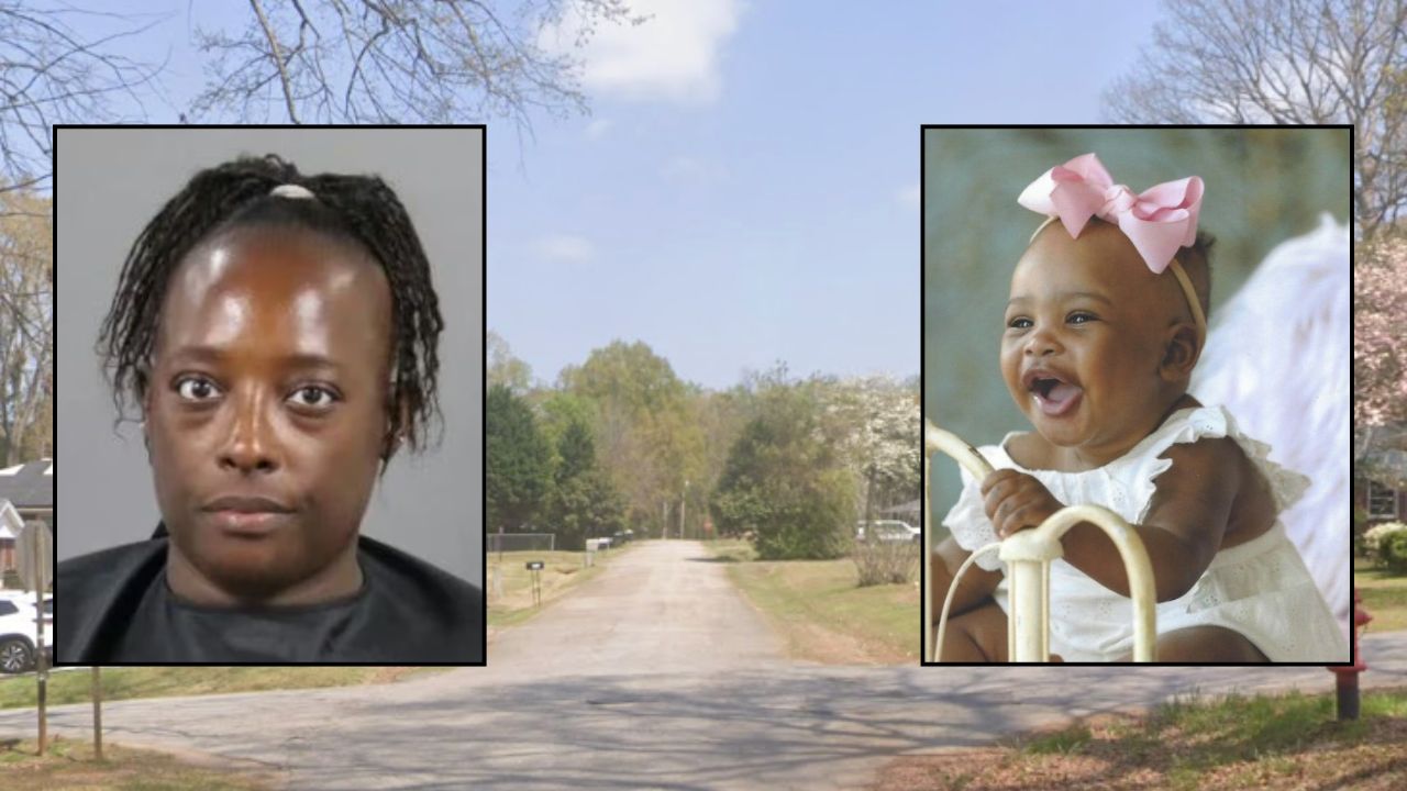 Inset, left to right: Tynisha Lashae Jones (Anderson County Sheriff's Office) and Talayah Lucille Donaldson (Marcus D. Brown Funeral Home). Background: The area in S.C. where Jones allegedly killed Talayah (Google Maps).