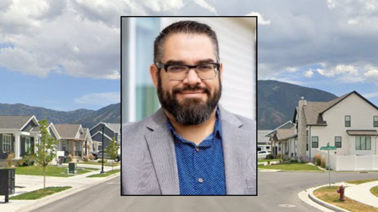 Inset: Daniel C. Ruesga (KUTV). Background: The area in Utah where Ruesga allegedly shot and killed his girlfriend (Google Maps).