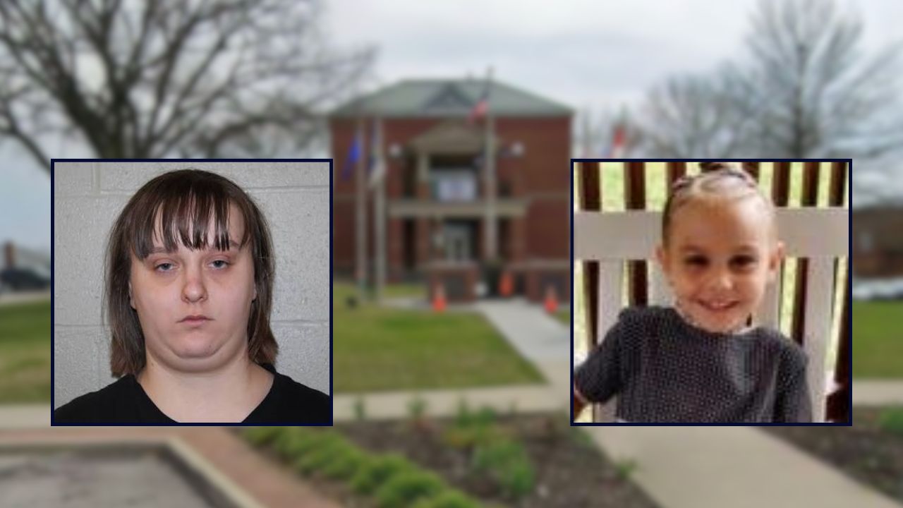 Kourtney Taylor Aumen and Jessica Mast inset against a courthouse in Missouri.