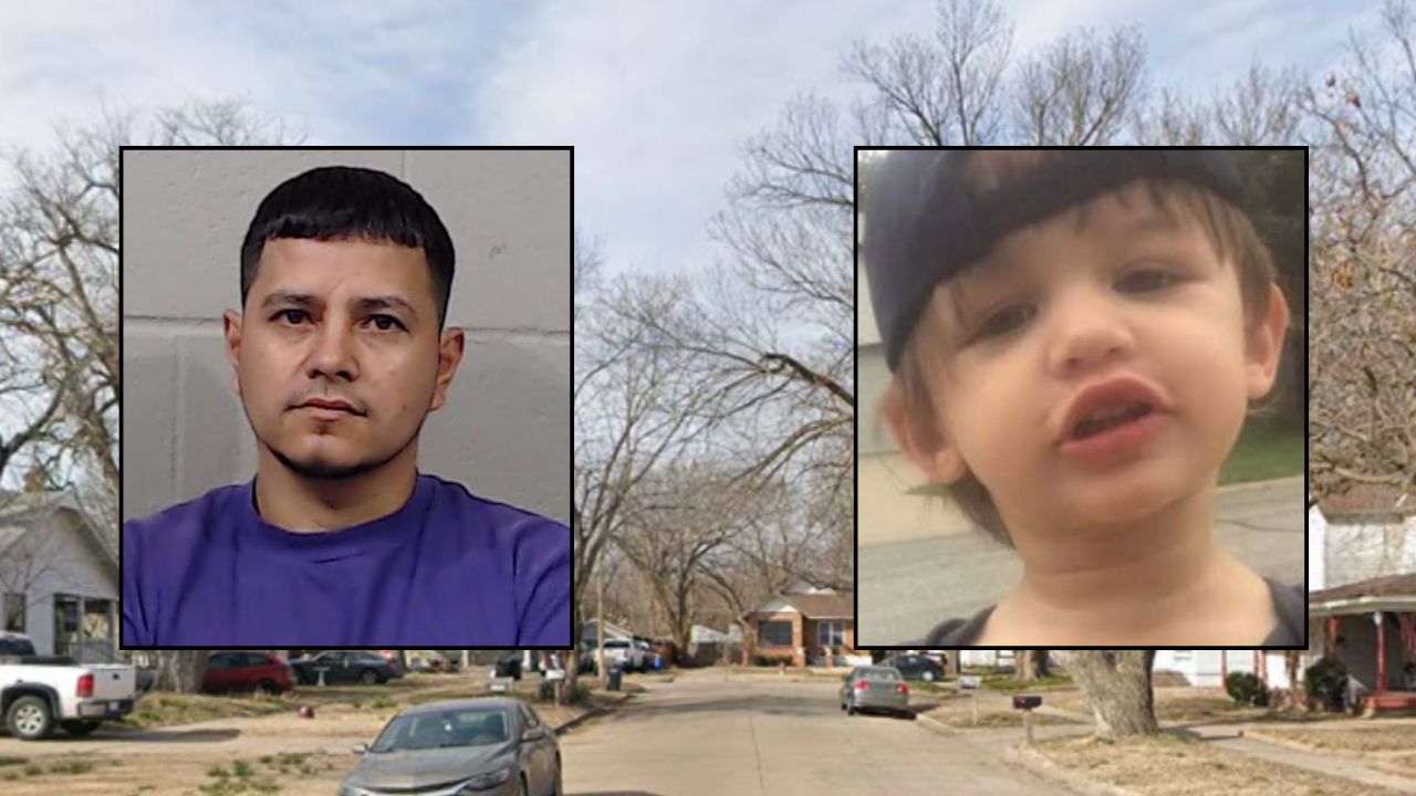 Inset, left to right: Bernardo Gonzalez-Mejia (Sedgwick County Jail) and Jacob Aviles (GoFundMe). Background: The area in Kansas where Gonzalez-Mejia killed Jacob (Google Maps).