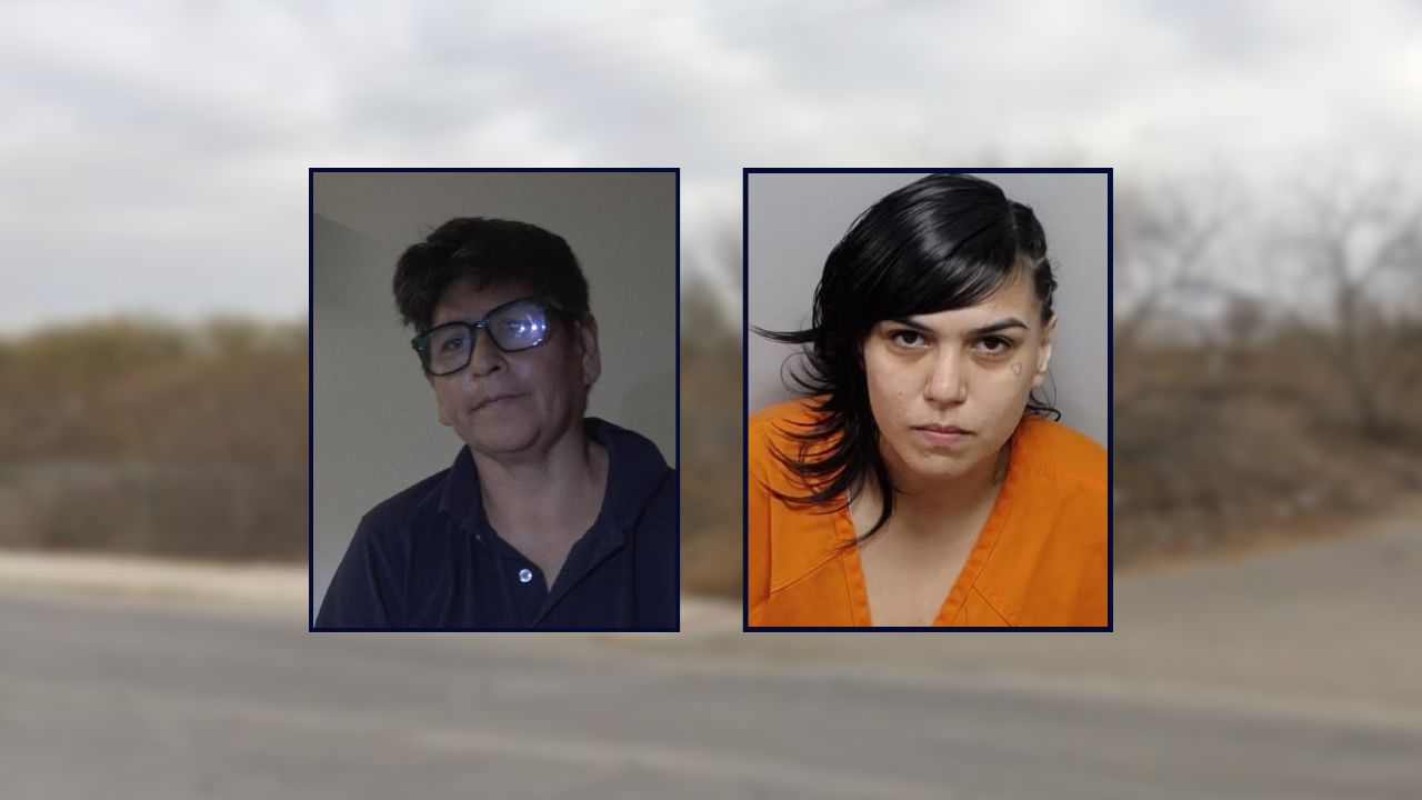 Leidy Guadalupe Hernandez and Ulani Mable Nunes inset against a ditch in San Antonio.